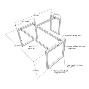 Rectangular L-Shaped Metal <b>Table</b> Legs 140x150cm Minimalist Design Assembly Required for Home <b>Office</b> Apartment Hotel & School - Product Image 2