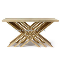 Table console en métal aluminium unique ovale dorée finition antique Vente chaude Meubles de maison Table console