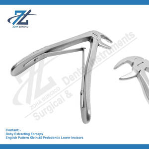 Klein Fig5 Pedodontic Premium Acero inoxidable Instrumentos quirúrgicos dentales Fórceps de extracción de bebés para incisivos inferiores Manual - Product Image 2