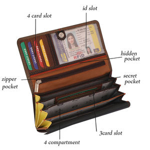 Portefeuille en cuir sécurisé RFID pour femmes avec fermeture à bouton avec fonction de protection de sécurité - Product Image 6