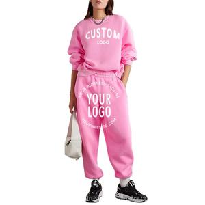 OEM prix de gros survêtement pour filles en coton épais taille haute lâche décontracté polaire jogging costume vierge femmes jogging survêtement - Product Image 1