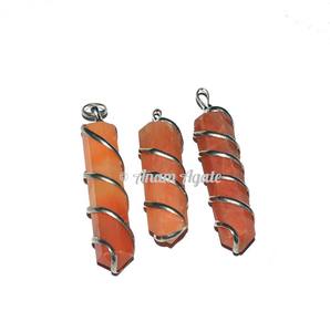 Colgantes de lápiz de envoltura de alambre de cuarzo rosa estilo Feng Shui, piedra preciosa de ágata tallada para mejorar la vibración energética - Product Image 2