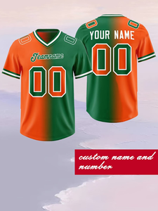 Camiseta de Fútbol Personalizada con Cuello en V y Manga Corta en Degradado Verde Azulado y Morado, Nombre del Equipo y Número Impresos, Tejido Transpirable Antibacteriano - Product Image 5