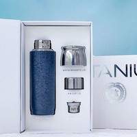Botol Termos Titanium Murni Mewah 420ml Tutup Magnetik Infuser Teh Dinding Ganda Vakum Terisolasi Cangkir Portabel Hadiah Bisnis
