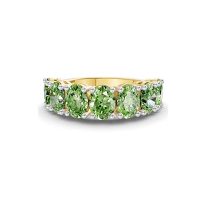 Classic Ocean Green Oval Band Lab Grown Diamond 1.00 Ct Tw 14K Solid Gold Ocean Green Color VS Clarity 7 Diamond Fresh Coastal - Product Image 3