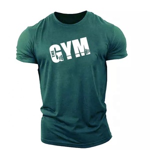 Camiseta de algodón con manga corta para hombre, ropa deportiva para gimnasio, estampada - Product Image 4
