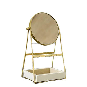 Vente chaude En Laiton Rectangulaire Cadre Vanité Miroir Avec Bambou Plateau De Stockage Dames Commode Chambre Table Affichage Maquillage Miroir Ventes - Product Image 4