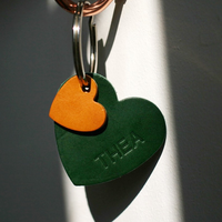 Porte-clés coeur personnalisé fait main véritable Porte-clés cuir Saffiano tendance Porte-clés coeur personnalisé en boîte
