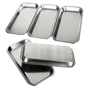 Bandejas de metal únicas Bandeja de acero inoxidable Bandeja de metal decorativa Disponible en forma y tamaño personalizados Diseño fantástico Plata - Product Image 5