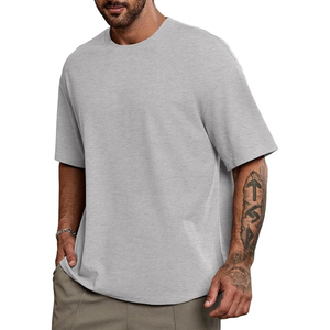 T-shirt homme streetwear à manches courtes, coupe classique, 180 grammes, 100% coton, tricot uni, anti-plis, devant uni - Product Image 6