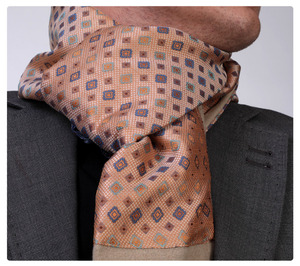 Navy Gold Designer Jacquard <b>Men's</b> Customized <b>Man</b> Made <b>Silk</b> <b>Scarf</b> Ready Stock Agile Supply Chains Two Faced Winter Warm <b>Scarf</b> - Product Image 2