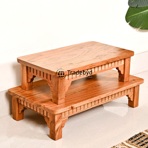 Tradebyd artístico de madera Chowki hecho a mano Puja soporte perfecto para Mandir y festividades - Product Image 2