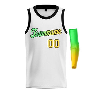 Ensemble de maillots de basket-ball personnalisés pour équipe sportive, 100% polyester respirant, rayé cousu/imprimé, couleur uniforme, dégradé blanc - Product Image 2