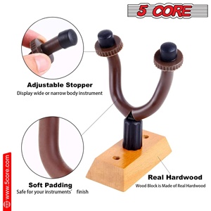 5Core Guitar Wall Mount <b>Hanger</b> 2Pack U-Shaped Wood Guitar Wall Hook <b>Stand</b> - Product Image 4