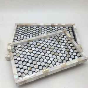 Bandeja con incrustaciones de perlas y huesos hecha a mano Eternal Harmony Bandeja de lujo a medida para comedor Cocina Estilo y presentación de regalo Premium - Product Image 6