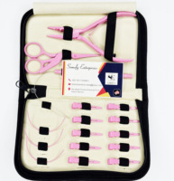 Beste prijs op maat gemaakte logo roze poederkleurige coatingkit slimme metalen haarverlengingsset van hoge kwaliteit voor regelmatig gebruik haarverzorgingsgereedschap