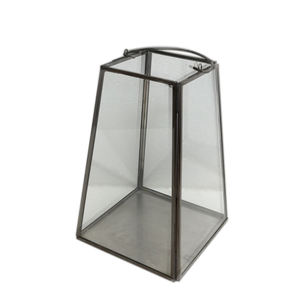 Lanterne carrée en verre et acier inoxydable avec poignée de couleur noir et argent, nouveau Design pour la décoration de noël et de jardin - Product Image 1