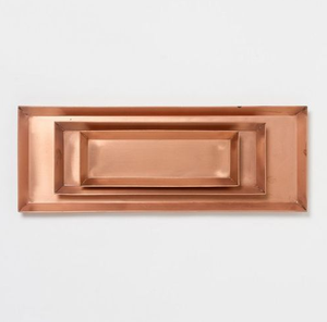 Bandeja de cobre de lujo al por mayor, Juego de 3 piezas de diferentes tamaños, Decoración de mesa de hotel para el hogar, bandeja para servir - Product Image 1