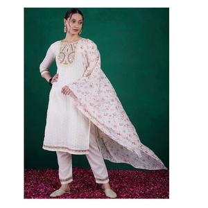 Los trajes de diseñador de algodón puro chiffli más vendidos con bordado disponible al mejor precio, ropa de fiesta y pantalón Kurti Regular Wear - Product Image 1