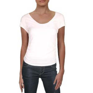 T-shirt da donna Free People in cotone 100% heather rosa con arricciature, a maniche corte, girocollo, taglia M, in jersey traspirante e aderente - Product Image 1