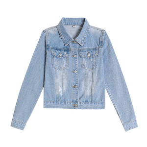 Chaquetas Vaqueras Cortas Personalizadas al por Mayor para Mujer, Chaquetas Vaqueras Holgadas con Cuello Camisero para Mujer, Chaquetas de Mezclilla para Mujer, Chaquetas de Moda Urbana - Product Image 5