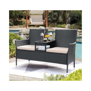 Banco de mimbre personalizable de sensación cómoda para exteriores, 175X66X73Cm, juego de muebles de patio, restaurantes coloridos de Vietnam de Benchlove - Product Image 1