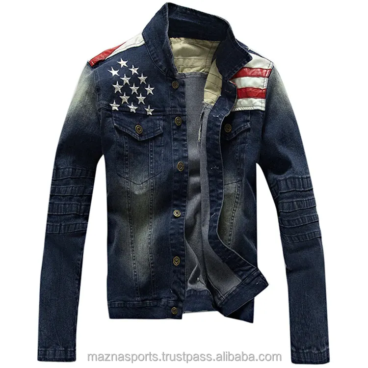 Male Outerwear Coats Men Brand Clothing Men's Fashion Denim Jackets with Pocket Star & Striped Slim Fit Jean Jackets