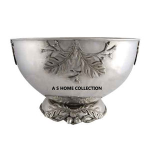 Atractivo diseño adjunto de rama frondosa Metal plateado estilo japonés tazón para servir comida de pie en forma redonda - Product Image 1