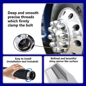 Tapas para Tuercas de Rueda de Camión, 33 mm, Cromadas, ABS, Plateadas, Atornillables, para Cubierta de Eje de Rueda, Modelo NEOPLAN Advanced <span class=keywords><strong>DSN</strong></span> 1983-1990 - Product Image 2