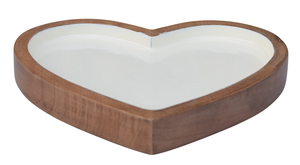 Cuenco Decorativo de Madera en Forma de Corazón con Incrustaciones de Esmalte Blanco - Product Image 4
