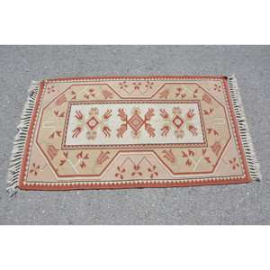 พรมตุรกีสีเบจสีแดงแนววินเทจแบบคลาสสิกขนาด2.7X4.5ฟุตแผ่นยางรองหลังขนสัตว์สำหรับโถงทางเดินห้องนอนพรมข้างเตียงห้อง - Product Image 3