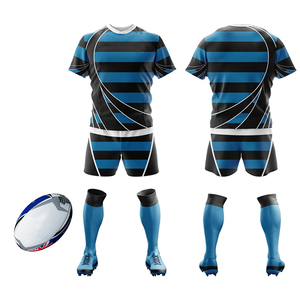 Vente en gros de kits de vêtements de sport de rugby, maillots et shorts d'équipe personnalisés, ensembles de tissus durables et respirants de haute qualité fournisseur OEM - Product Image 1