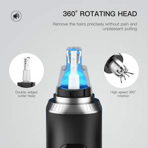 Tondeuse à sourcils et poils du visage rechargeable 2-en-1 professionnelle pour femmes et hommes, tondeuse à poils du nez et des oreilles USB portable puissante et indolore - Product Image 2
