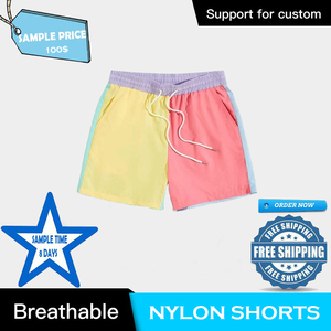 OEM Custom Logo Shiny Nylon Mens Hawaii Shorts Mid Waist Solid Breathable Waterproof Casual <b>Beach</b> Shorts Factory Direct Supply - Product Image 6