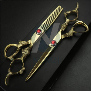 Vente en gros, dernier cri en acier inoxydable, ensemble de ciseaux de coiffeur avec poignée en forme de dragon, marque privée, salon de beauté, coiffure amincissante - Product Image 6