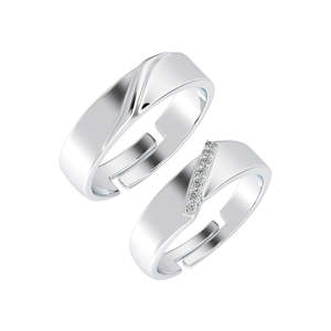 NOVAMART Fine Premium 925 Pure Sterling Silver Men's <b>Ring</b> Rhodium Plated with Diamond and Zircon Inlay Perfect Gift for <b>Couples</b> - Product Image 1
