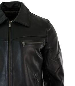 Esprit Genuine Leather Winter Biker Jacket Quilted Breathable Sherpa Zipper Closure Turndown Collar High <b>Street</b> Plain Dyed Black - Product Image 2