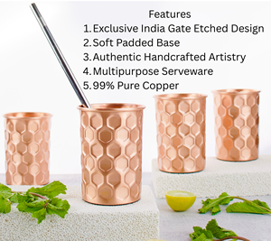 koi Wholesale Copperware Supplier Traveler's Copper Cups for Ayurveda Health Benefits Pure Copper <b>Tumblers</b> Hammered Water Glass - Product Image 5
