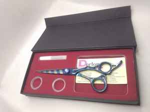 6.5 "professionnel coupe de cheveux ciseaux de barbier en acier inoxydable Logo personnalisé bleu Plasma rasoir bord coupe de cheveux ciseaux pour Salon de coiffure - Product Image 4