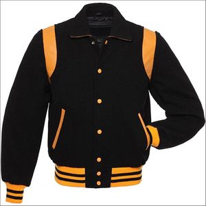 Vintage High <b>Street</b> Button-Up Men's Varsity Jackets Personalized with Embroidered Chenille Patches Plain Dyed Front Logo - Product Image 1