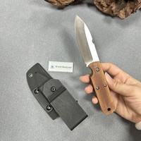 Couteau à lame fixe 5Cr15Mov, petit modèle, manche en bois de rose, couteau de camping portable EDC avec étui Kydex et clip ceinture