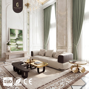 حل أنيق لغرفة المعيشة: أريكة قطاعية فاخرة مع تنجيد قماشي وتفاصيل ذراع من الجلد وشكل معماري نظيف - Product Image 1