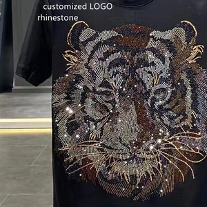 Camiseta de ropa con transferencia de diamantes de imitación Camiseta de algodón personalizada - Product Image 5