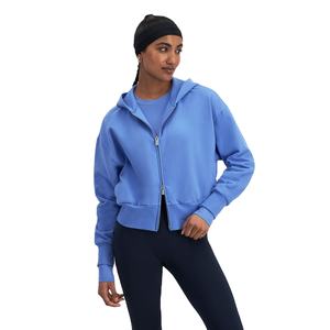 Sweat-shirts à capuche courts à double fermeture éclair pour femmes, sweats décontractés, veste courte à fermeture éclair intégrale avec poches, nouvelle tendance de la mode 2026 - Product Image 1