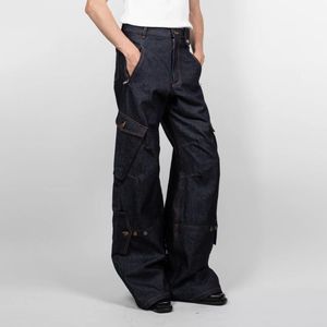 กางเกงยีนส์ผู้ชายเอวสูงทรงหลวมกางเกงผ้ายีนส์นุ่มติดกระดุมสไตล์สตรีทแวร์ออกแบบได้ตามต้องการ - Product Image 6