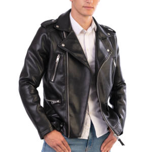 Chaquetas de hombre de cuero genuino con logotipo bordado, ropa de calle ajustada a la moda, chaqueta holgada de gran tamaño para motocicleta para hombre - Product Image 6