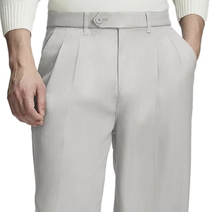 Pantalon habillé décontracté pour homme, style vintage, old money, plissé, jambe large, ample, coupe décontractée - Product Image 1