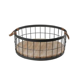 Ensemble de deux paniers de rangement en métal noir et fer au design moderne avec base en bois Taille personnalisée Forme Couleur Logo Utilisations dans la maison et la cuisine - Product Image 4