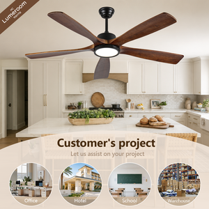 Ventilateur de plafond en bois massif de 60 pouces avec lumière, commande par application et télécommande, moteur DC silencieux, variateur d'intensité, ventilateur de plafond moderne - Product Image 4