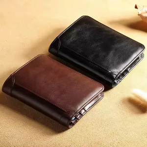 Custom Logo Genuine Leather Men's <b>Wallet</b> Bifold Card Holder with ID Window and Coin Pocket Personalized Male Purse - Product Image 5